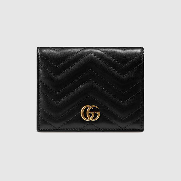2017新作*グッチ スーパーコピー* GGマーモント カードケース 折り畳み財布 443125 DRW1T 1000 pelle nera